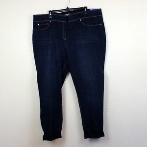 Slim Factor Skinny Cuff Pull-On Jeggings Dark Denim | Size 3X